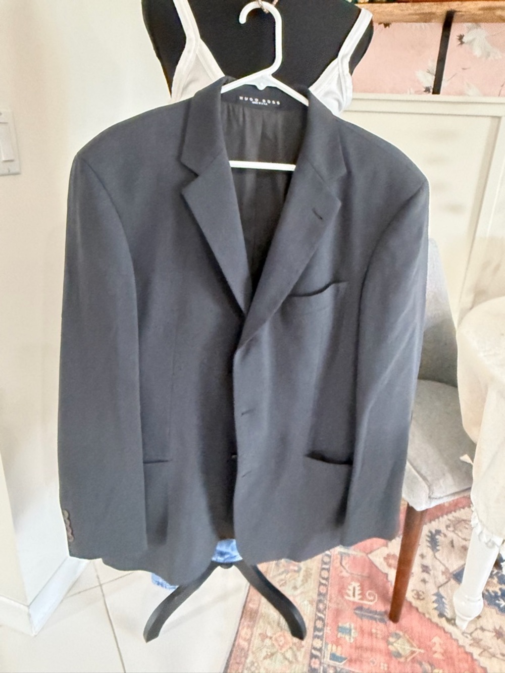 HUGO BOSS Blazer MEN 40 R 100% Virgin Wool 3-Button Jacket Lined BLACK Classic